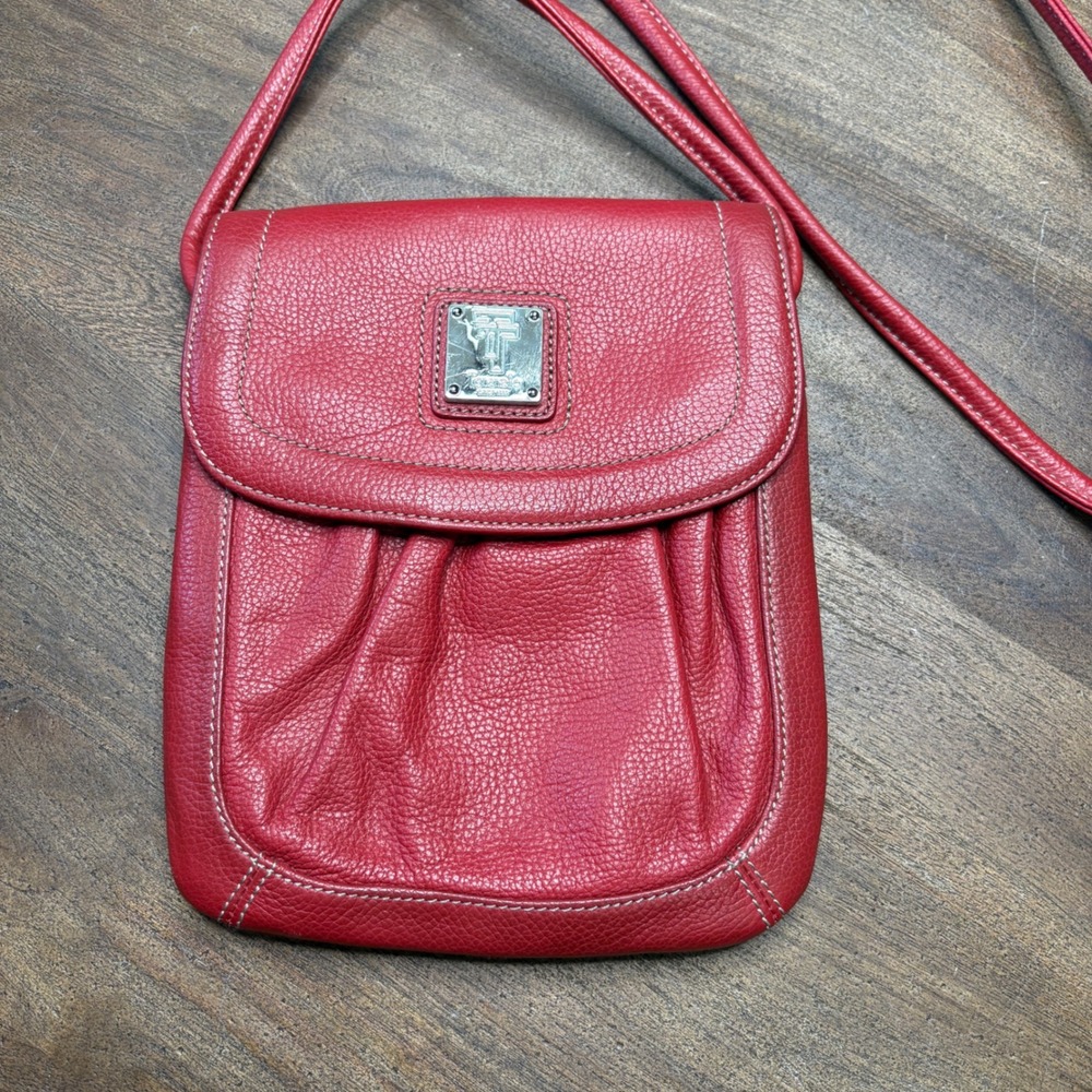 Tignanello Red Leather‎ Crossbody Bag Purse Y2K - Picture 2 of 13